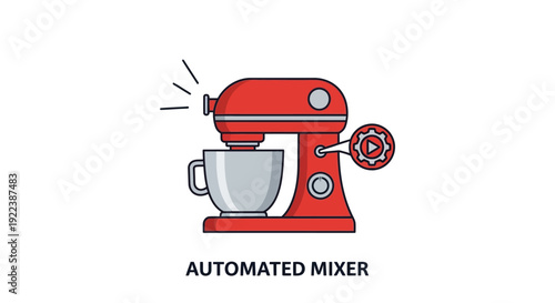 Red Automated Kitchen Mixer Machine.