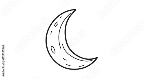 Simple black line drawing crescent moon.