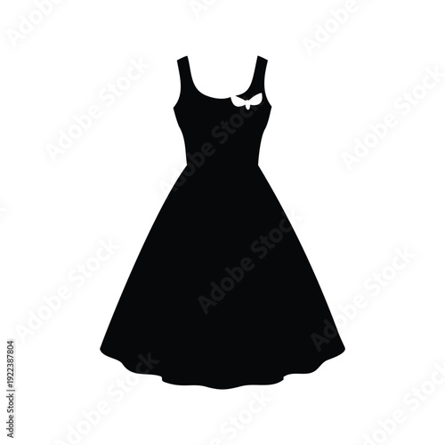 Elegant black and white dress silhouette vector illustration showcasing a stylish and timeless fashion design, sundress silhouette vector illustration