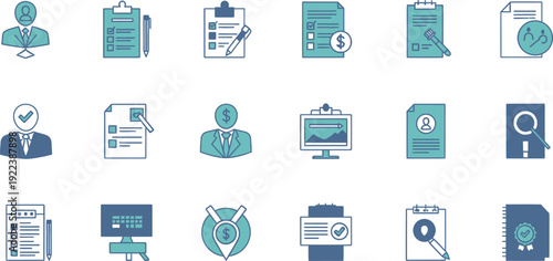 Modern flat design business icons set isolated on transparent background, isolated on white background, Vector, illustration