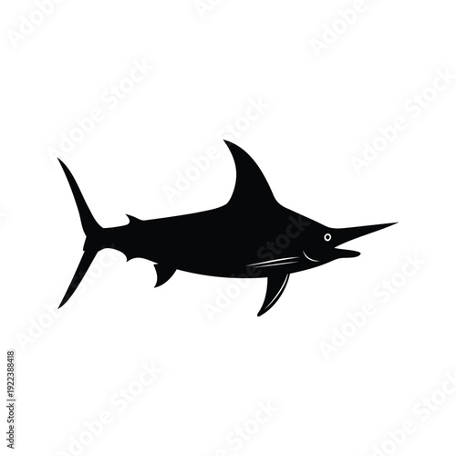 Swimming in the deep sea marlin fish silhouette vector illustration design, swordfish silhouette vector illustration