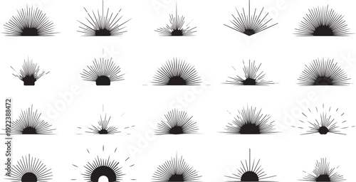 Black and white explosion effects on a white background