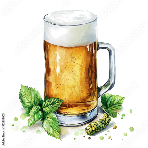 Fotografie Hand-drawn watercolor artwork of Ale, vector, isolated on a white background