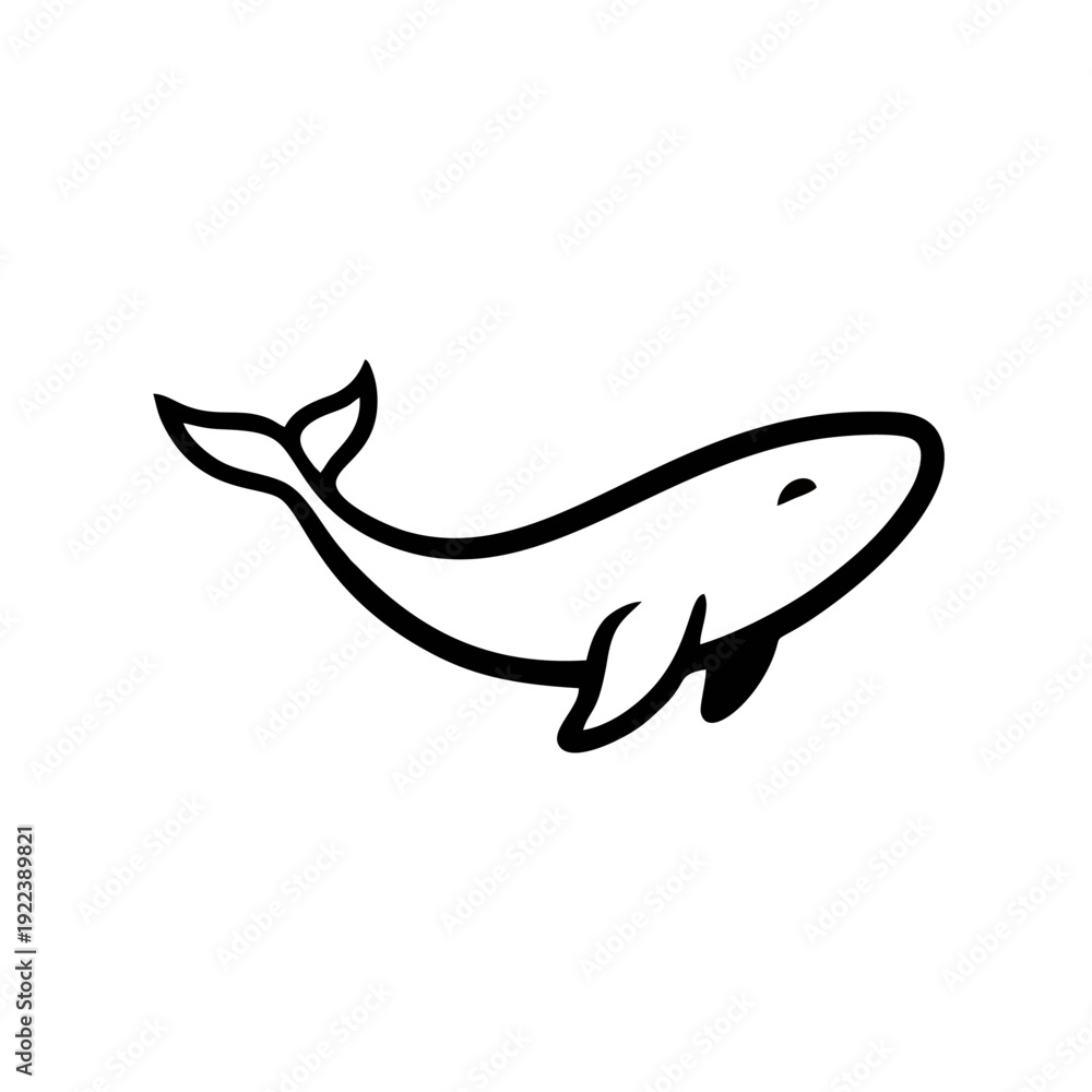 Obraz premium Corporate Logo Whale Emblem, Sleek Streamlined Whale Shape, Smooth Curves, Bold Black Outline