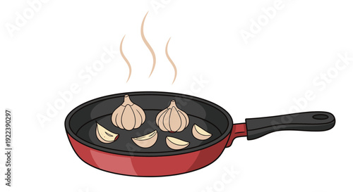 Garlic Frying in Pan: Steaming and Sizzling with Aromatic Heat