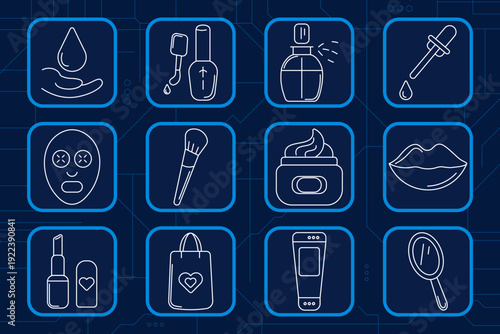 Aviation set icon. Airplane rotation arrows, headset support, airplane accident, parachute landing, aircraft landing view, boarding pass ticket, luggage cart, airplane propeller