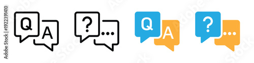 Question and Answer icons. Q & A chat support buttons for website, app or design element. Transparent PNG and vector