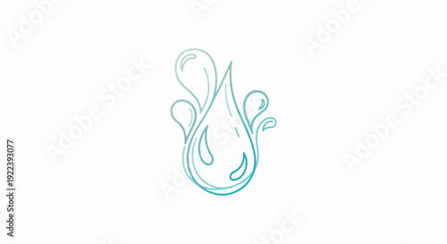 Stylized outline of a large water droplet with splashes