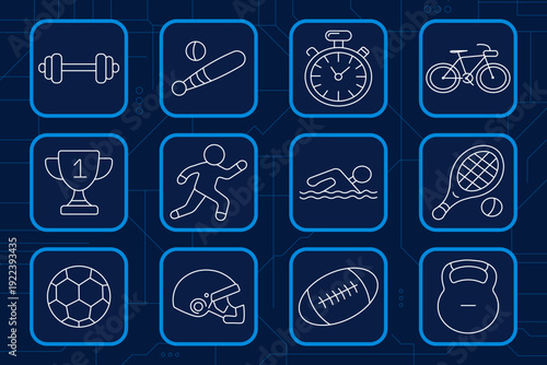 Park set icon. Bench, fountain, playground slide, gazebo, street lamp, duck pond, swing set, sunny trees, no dogs sign, kite, ferris wheel, walking person. Recreation leisure outdoor