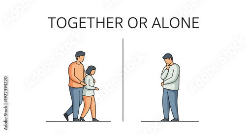 Social Connection and Loneliness Concept Illustration.