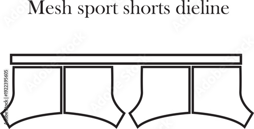 Custom mesh sport shorts dieline vector template for athletic apparel design and textile manufacturing