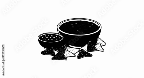 Two bowls of dipping sauce with tortilla chips