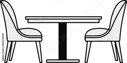 Two chairs facing a table