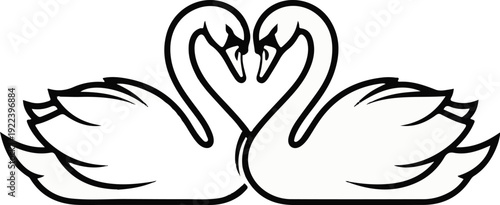 Two swans with necks arched to form a heart shape