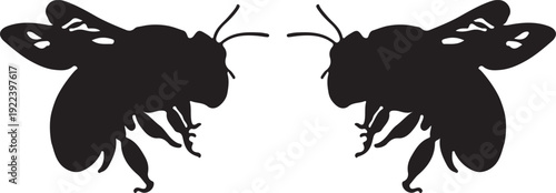 Symmetrical black bee silhouette illustration