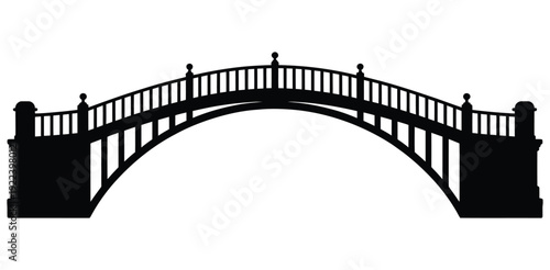 A minimalist black silhouette of a bridge on a white background