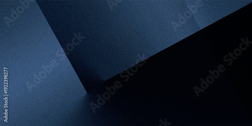 An abstract dark blue geometric background featuring layered diagonal shapes with subtle grain texture.
