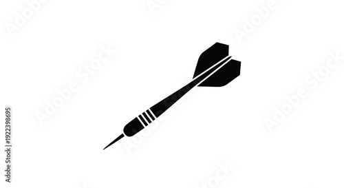 A black dart with a pointed tip depicted in a simple silhouette