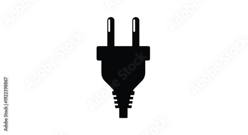 Simple black silhouette of a standard two prong electrical plug