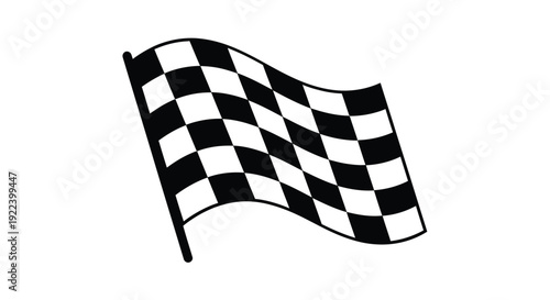 A waving black and white checkered flag signaling finish or victory
