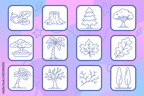 Accessibility set icon. Outline tiles, crutch user, home heart, wheelchair van, parking sign, blind eye, cane walker, guide dog, wheelchair user, braille keypad, prosthetic leg, hearing mute, WC.