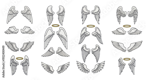 Collection of Angel Wings and Halos - Diverse Designs