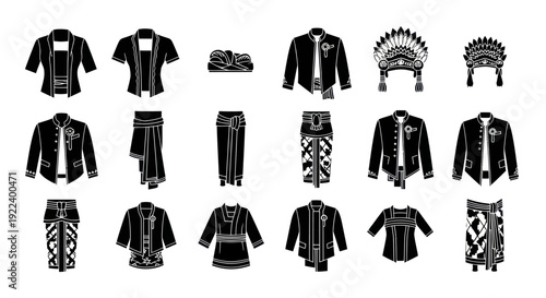 Traditional Indonesian Clothing Icons: Batik Shirts, Sarongs, and Headwear