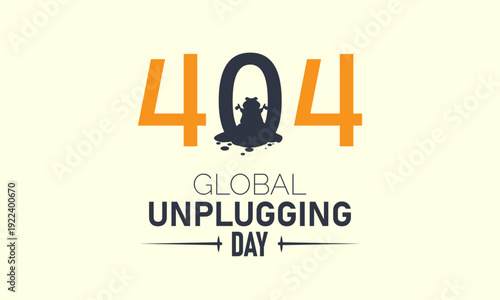 Global Day of Unplugging, March 7 Vector, Phone Off Power Button Rest, Blue Ribbon Awareness Poster, Flat Design Digital Detox Mindfulness Connection Banner Illustration Stock Graphic