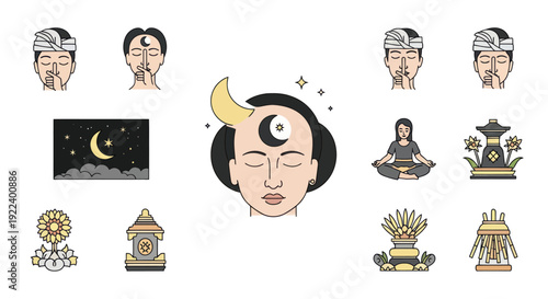 Spiritual Balance: Meditation, Moon Symbolism, and Balinese Cultural Icons
