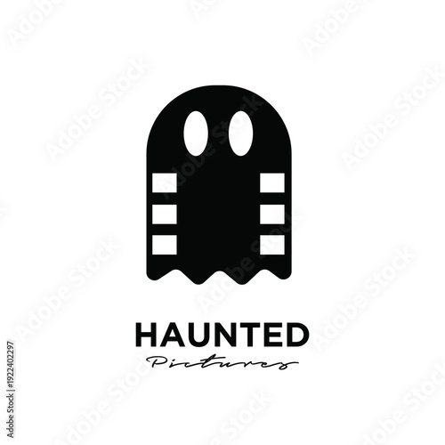 Haunted Ghost Film Strip Cinema Logo Design