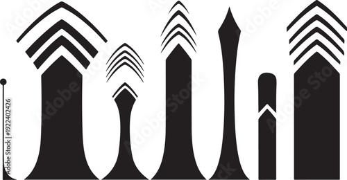 Black Arrows Pointing Upward in Various Designs and Patterns