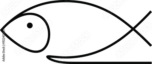 Simple fish line icon, minimal outline seafood symbol isolated on white background modern vector illustration design