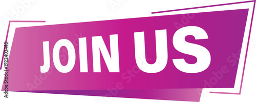 Join us banner ribbon vector illustration. Colorful call to action graphic for recruitment, hiring and member sign up. Flat style.