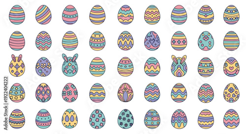 Colorful Easter Eggs Collection: Festive Patterns and Pastel Colors