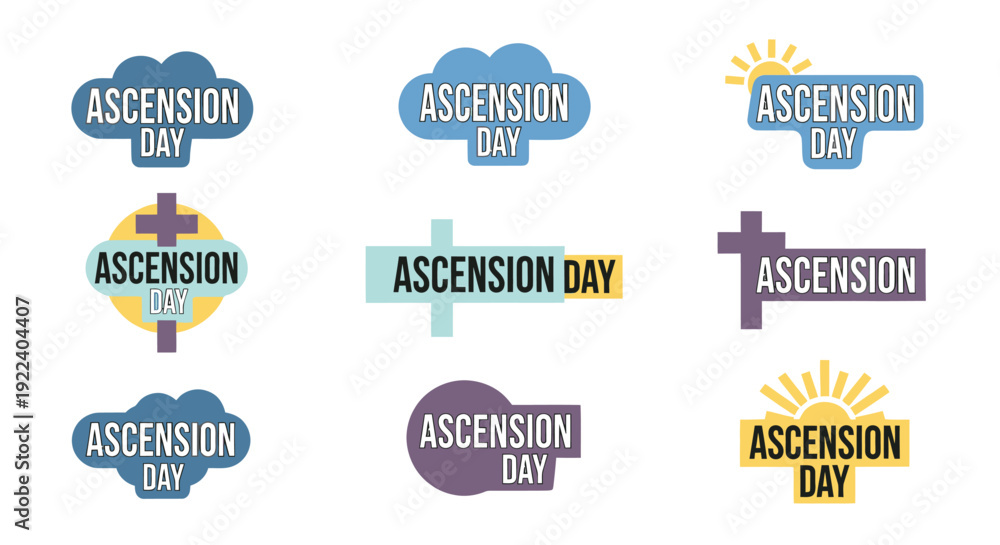 Obraz premium Ascension Day Christian Holiday Logo Collection - Digital Art
