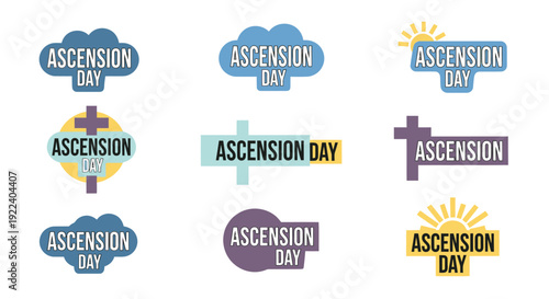Ascension Day Christian Holiday Logo Collection - Digital Art