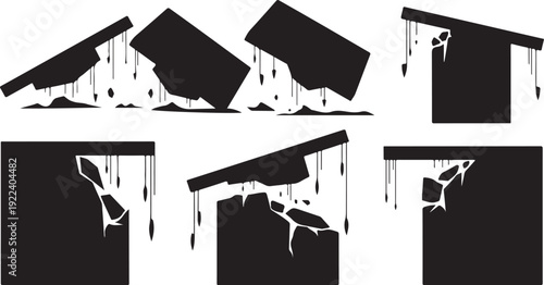 Black and white melting shapes and abstract designs collection