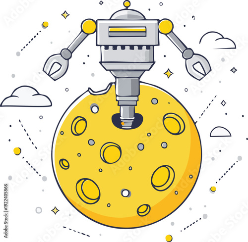 Simple Icon of Space Mineral Extraction