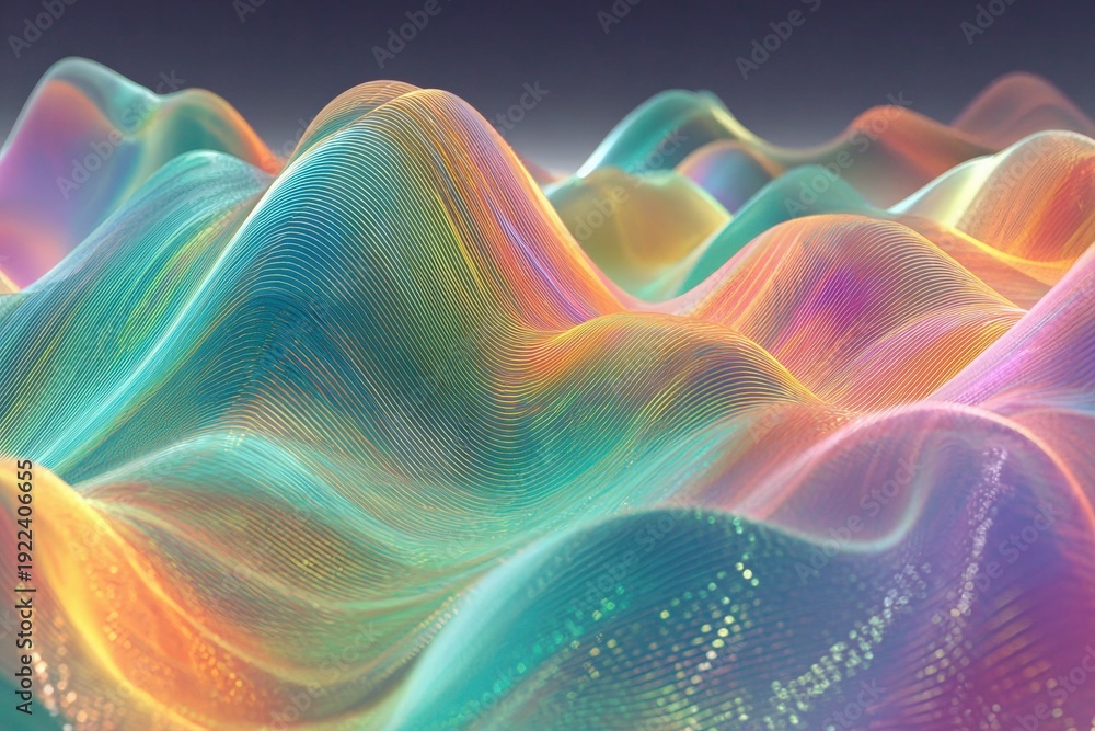 Fototapeta premium A colorful mountain with a rainbow colored mountain in the background
