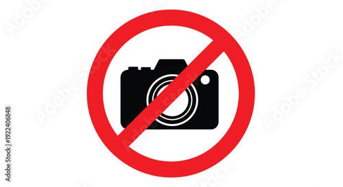 Clear universal graphic symbol indicating that photography or image capture is strictly prohibited in this specific area or establishment