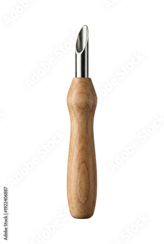 Wooden handle leather edge beveler isolated. DIY leathercraft hand tool mockup.