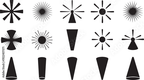 Collection of various black abstract shapes and symbols icons