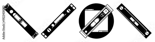 Silhouette Vector Icon Pack of Precision Level Tools for Construction and Design Flat Illustration