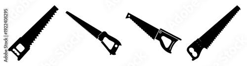 Silhouette vector icon pack of saw tools black and white isolated set for construction and carpentry design