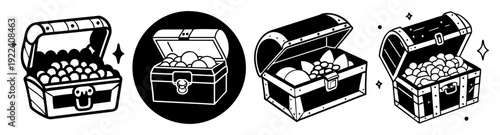 Treasure Chest Icon Pack Silhouette Vector Set for Business Wealth and Adventure Designs