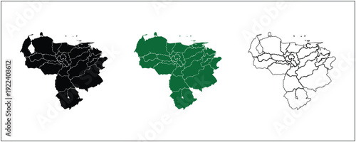 Greenland Map Silhouette Solid Black Outline and Satellite Style Vector Isolated on White Background