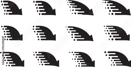 Seamless pattern of black arrow icons on white background