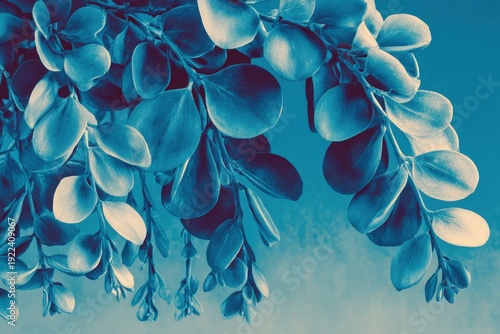 A blue flower hanging from a tree