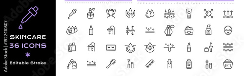 Skincare Line Icons - Vector Editable Stroke.