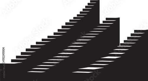 Staircase Silhouette with Multiple Paths to Success Concept